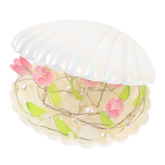 KONTONTY 20Tulips DIY Design Shell Shaped Ambient Lighting Pink White Lamp for Romantic Atmosphere 9.5x7.5x4In