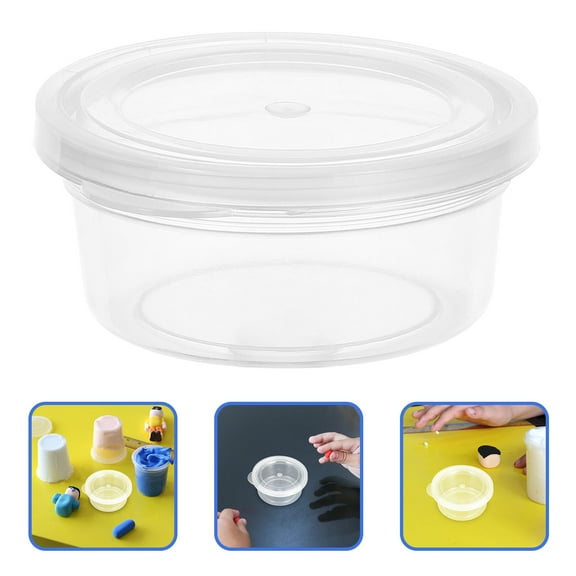 KONTONTY 20pcs Mini Round Storage Containers Transparent Plastic Clay Boxes Clay Container Empty Storage Box For Craft Supplies Small Parts
