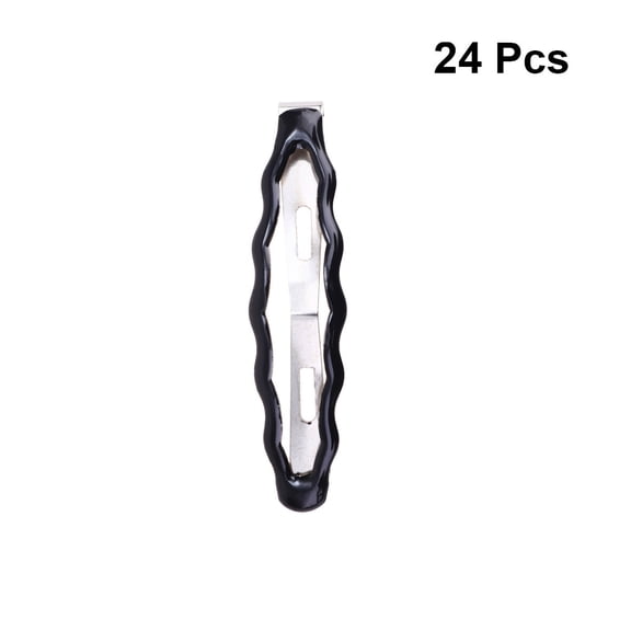 KONTONTY Durable Wave Fish Eye Clips Black Simple Hair Accessories for Decoration 24Pcs