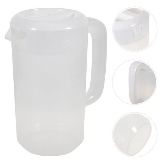 KONTONTY 2500 Ml Food-safe Material Pitcher with Lid Latte Cups White