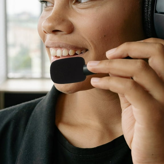 KONTONTY 25Pcs Black Sponge Clip on Microphone Covers Wind Noise Reduction Accessories