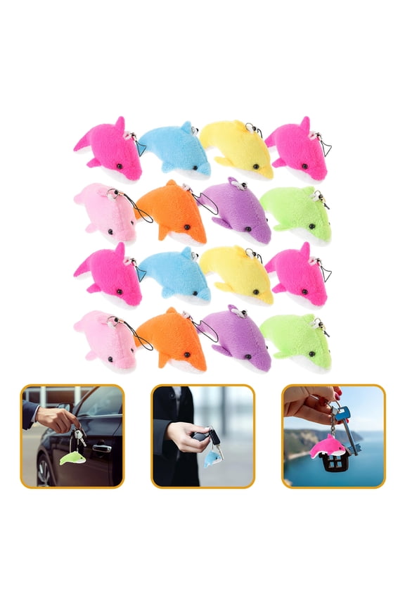 25-Pack Plush Dolphin Keychains, Soft PP Cotton Stuffed Toys, Colorful Wearable Party Favors for Kids and Events