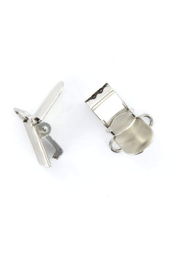 25Pcs White Metal Suspender Clips Durable Iron Clips for Clothes and Craft Projects