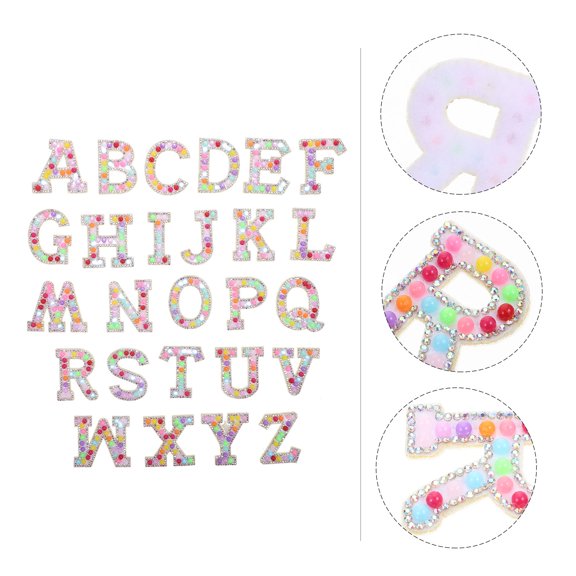 KONTONTY 26Pcs Garment Repairing Patches Multi Color Fabric Letters for Sewing and Ironing on Clothes