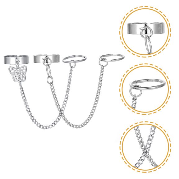 KONTONTY 2-Pack Adjustable Alloy Chain for Women, Stylish Cool Fashion Jewelry Accessories