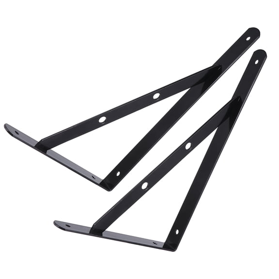 KONTONTY 2-Pack Black Metal Triangle Shelf Brackets, Sturdy Wall-Mounted Support for Home Tables and Shelving