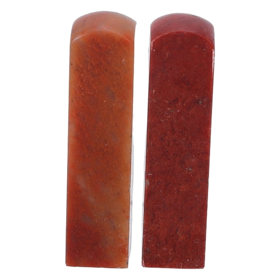 KONTONTY 2Pcs Blank Carving Stones for DIY Seal Cutting with Smooth Surface and Red Stone Craft Material