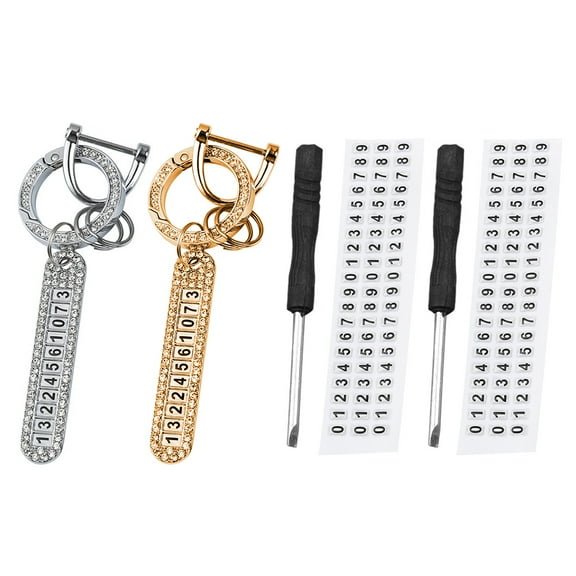 KONTONTY 2Pcs Car Hanging Keychain Decor with Zinc Alloy and Rhinestone for Anti Lost Use