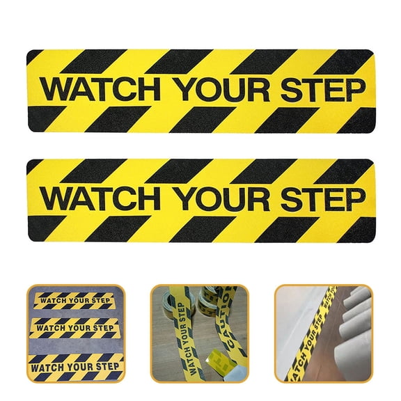 KONTONTY 2-Pack Caution Warning Stickers, PVC Anti- Floor Safety Decals for Hazard Prevention