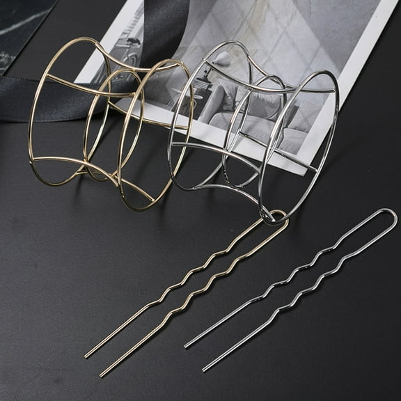 KONTONTY 2Pcs Circular Silver Alloy Hair Bun Cuff for Women Hair Styling Birthday