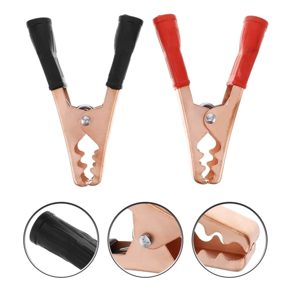 KONTONTY 2Pcs Copper Alligator Clamp Jumper Cable Clamps for Stable Connection 15.00X10.50X2.40Cm