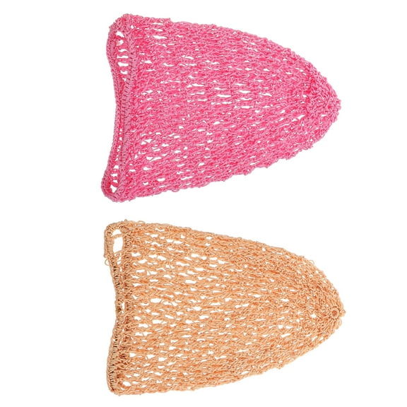 KONTONTY 2Pcs Woman Hair Mesh Crochet Hair Nets Assorted Color