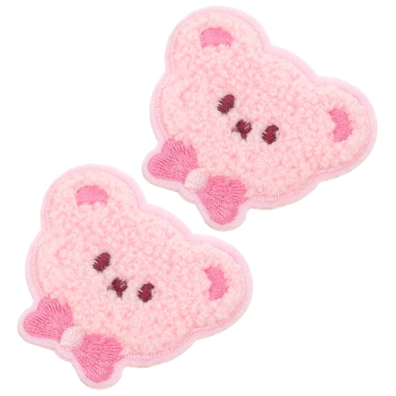 KONTONTY 2Pcs Pink Embroidered Animal Patches with Adhesive Felt Stickers for Bag and Clothing Decoration