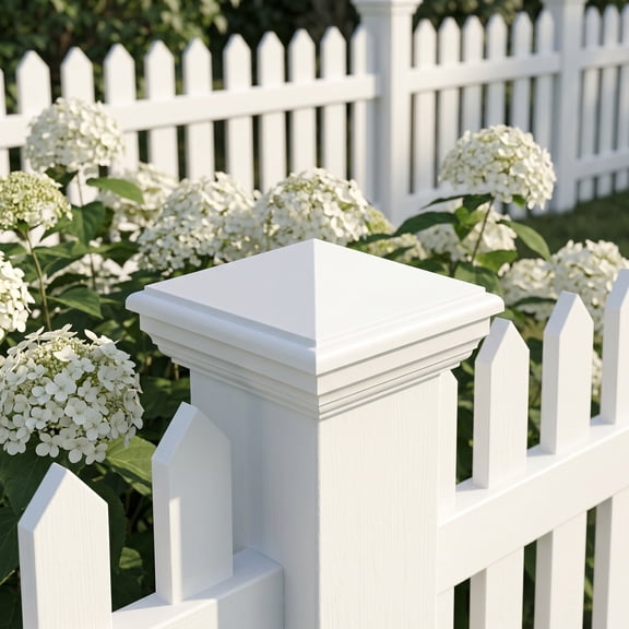 KONTONTY 2Pcs Decorative White Vinyl Pyramid Fence Post Caps for Durable Outdoor Fence Posts