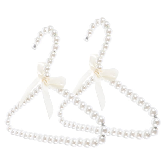 KONTONTY 2Pcs White Household Dog Clothes Hangers Decorative Small Hangers with Bowknot Ornament for Home Use