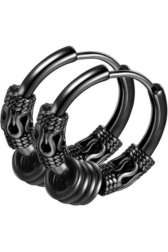 2Pcs Fashion Black Dragon Earrings Hoops Perfect for Dates and Events