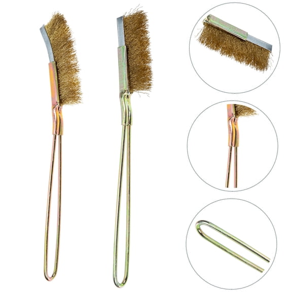 KONTONTY 2Pcs Rust Removal Grill Wire Brush Copper Wire Brush Assorted Color for Barbecue