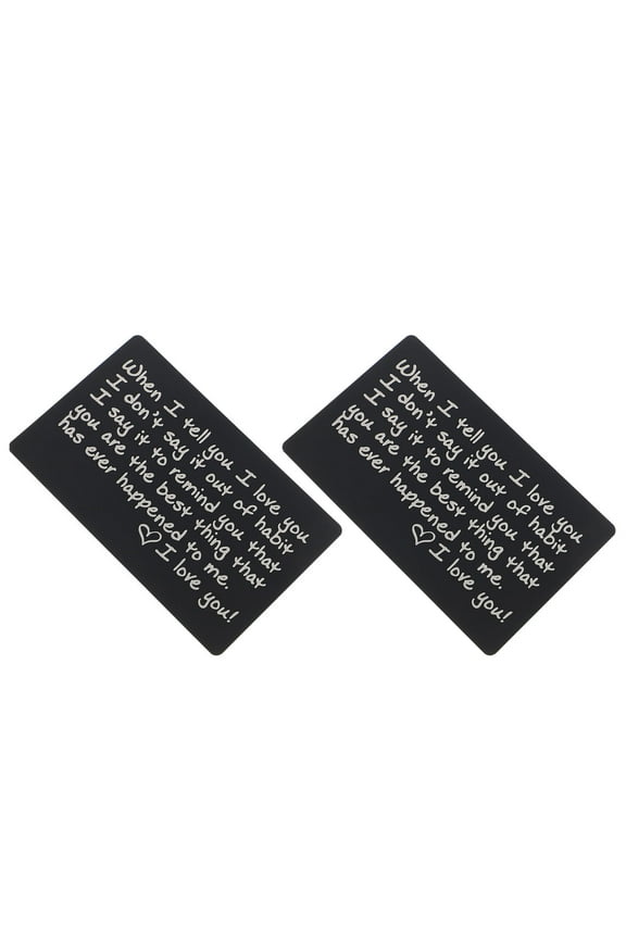 Black Engraved Aluminum Cards, Wallet Inserts, Valentine's Day Decor