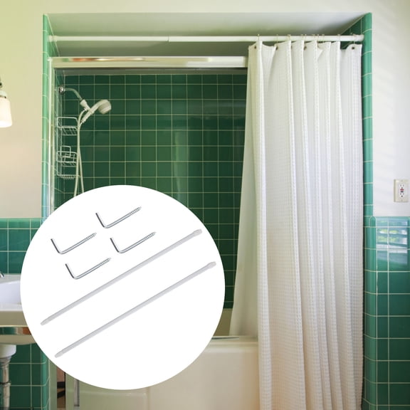 KONTONTY 2Pcs White Telescopic Clothing Drying Rod No Wall Damage Curtain Tension Pole