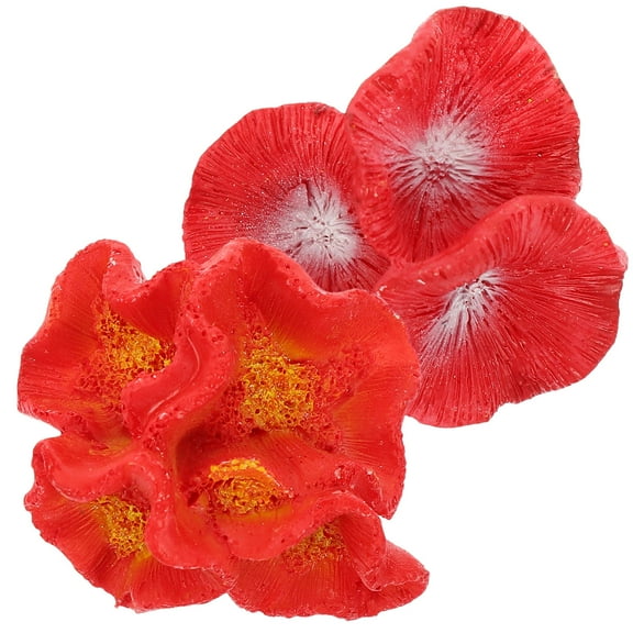 KONTONTY 2Pcs Fake Coral Reef for Fish Tanks Aquarium Decor Red Environment