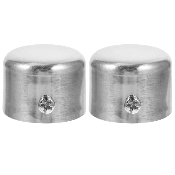 KONTONTY 2Pcs Silver Curtain Rod Plug Alloy Decorative End Caps for Window Rods