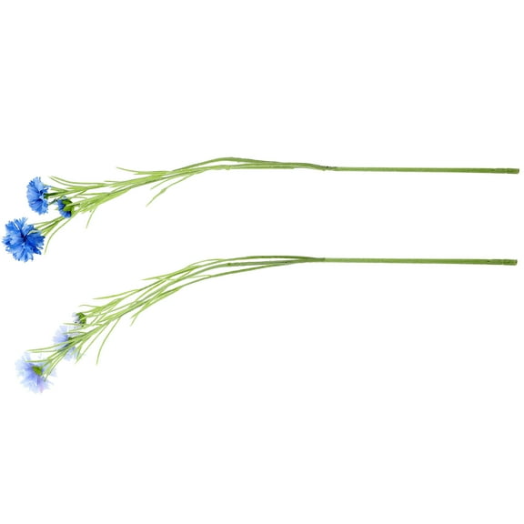 KONTONTY 2Pcs Simulated Cornflower Bunches with Dense Leaves for Home and Party Decoration