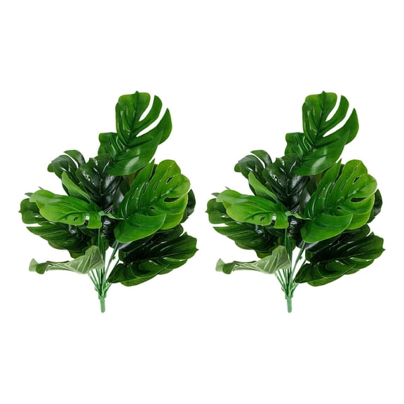 KONTONTY 2Pcs Artificial Palm Leaves Faux Greenery for Tropical Luau and Birthday Party Decorations