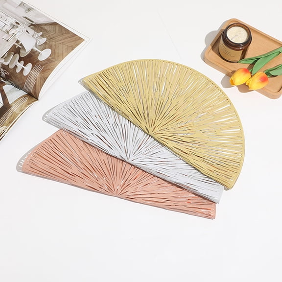 KONTONTY Set of 2 Golden Round PVC Placemats Table Mats Reusable for Home Dining and Kitchen Use