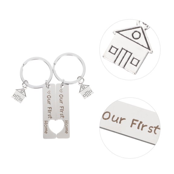 KONTONTY 2Pcs Lightweight Stainless Steel Keychain with Fine Workmanship and House Charm