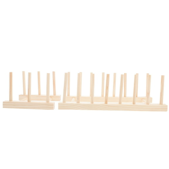 KONTONTY 2Pcs Kitchen Bowl Holder Beige Wood Shelf with Multi-Functional Storage Design
