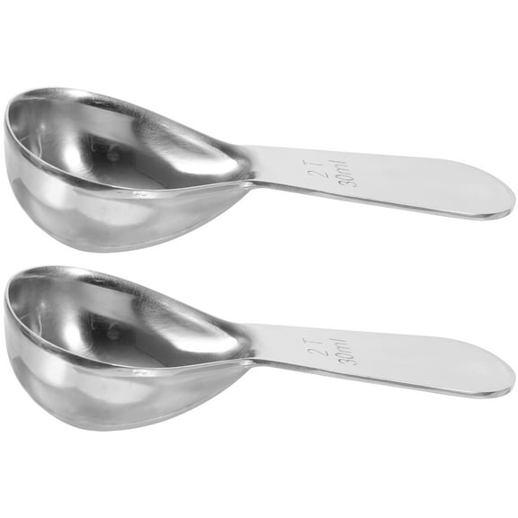 KONTONTY 2Pcs Flour Measuring Spoon Comfortable Handle Stainless Steel for Home Kitchen Use