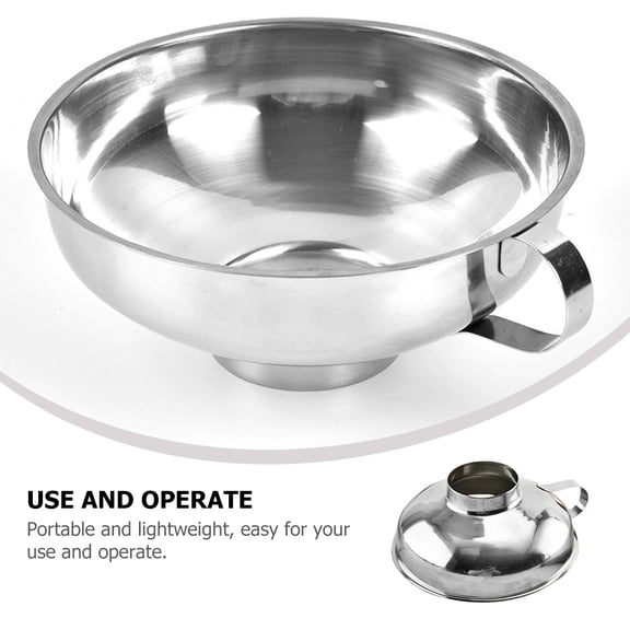 KONTONTY 2Pcs Stainless Steel Salad Filter Funnel Household Funnel for Oil Liquor and Sauce