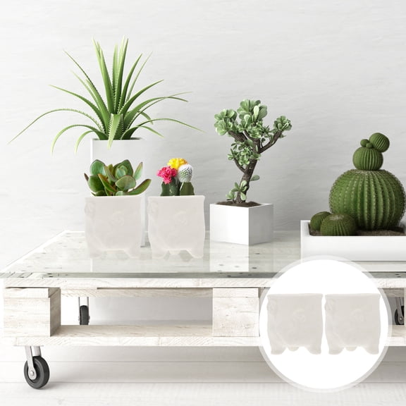 KONTONTY 2Pcs Easy to Color White Ceramic Flowerpots for Succulent Plants and Artistic Decoration