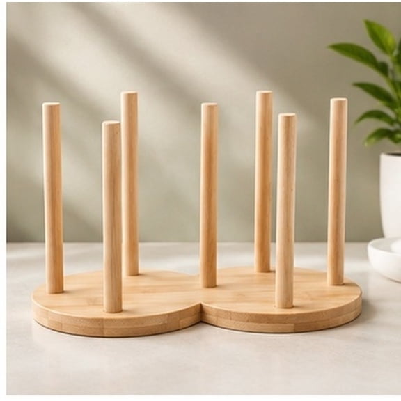 KONTONTY 2Pcs Natural Bamboo Pickle Jar Glass Weight Holder with Smooth Surface Organizer