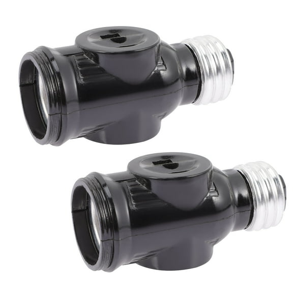 KONTONTY 2Pcs E26 Light Bulb Socket to Plug Adapter Convenient Light Yellow Outlet Converter for Construction