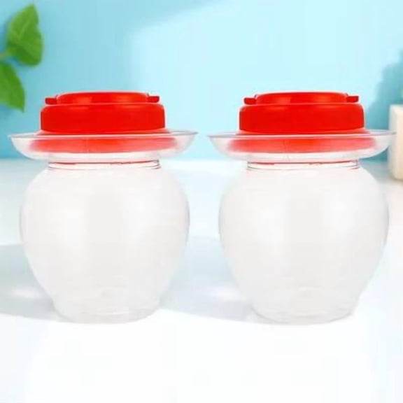KONTONTY 2Pcs Pickle Vegetable Jar Transparent Sealing - Plastic for Kitchen Use