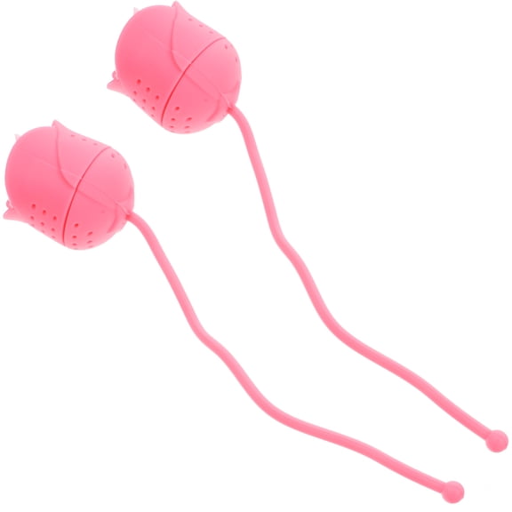 KONTONTY 2Pcs Pink Silicone Tea Strainer Rose Shape Loose Leaf Filter for Home and Office