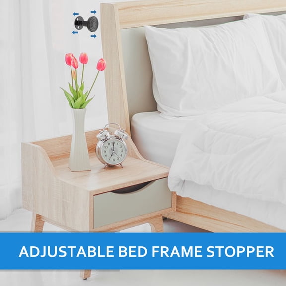 KONTONTY 2Pcs Plated Silver Bed Frame Fixer Adjustable Threaded Stabilizer Protects Walls and Reduces Noise