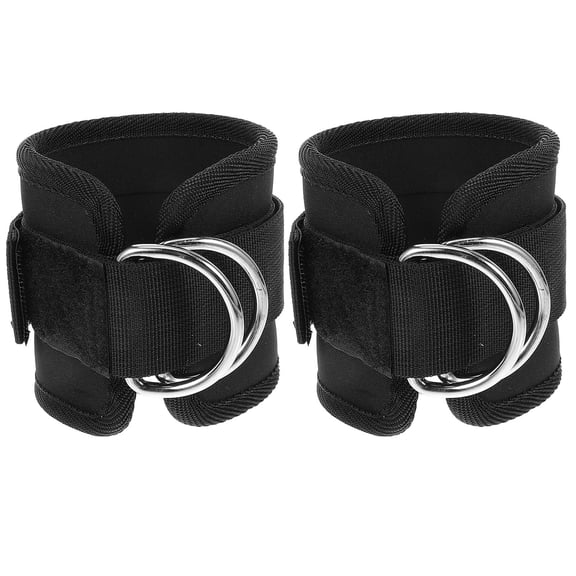 KONTONTY Set of 2 Portable Black Ankle Bands for Cable Machine Workouts, Ankle Protectors for Fitness