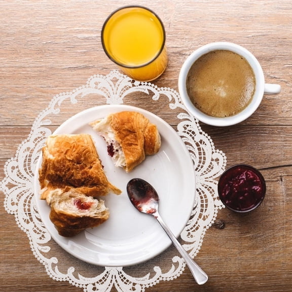 KONTONTY 2Pcs Reusable White Lace Cup Mats Soft Embroidered Place Mats for Holiday Events