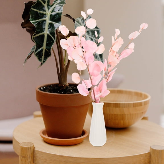 KONTONTY 2Pcs Premium Pink Faux Eucalyptus Stems for Christmas and Wedding Floral Arrangements
