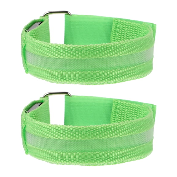 KONTONTY 2Pcs Safety Running Armbands Light Green LED Adjustable Wristbands for Jogging and Walking