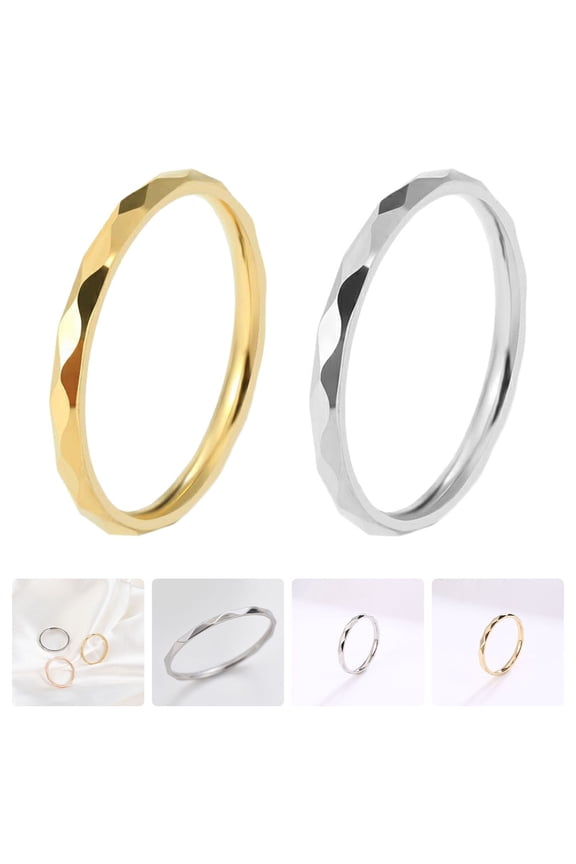 2 Pieces Romantic Couple Set, Colored Titanium Steel Finger Bands, Stylish and Jewelry Decoration