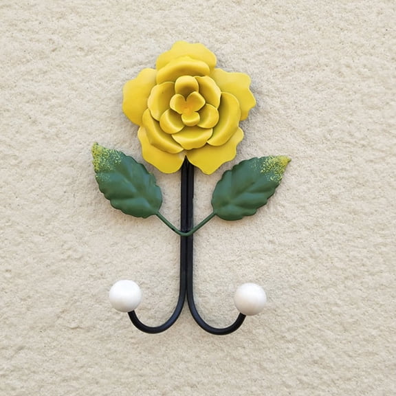 KONTONTY 2Pcs Decorative Rose Shape Iron Hooks for Home Clothes Hat Key Storage