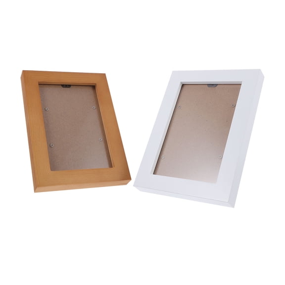KONTONTY 2Pcs Standing Photo Frames White Wood Glass For Home Decor Display Photos 7.3x5.3x1In