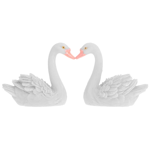 KONTONTY 2Pcs White Resin Swan Figurines Simulation Sculptures for Garden and Table Decor