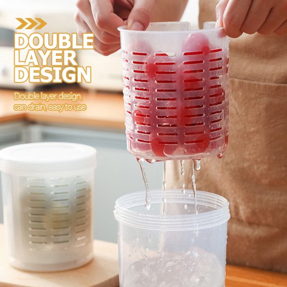 KONTONTY 2Pcs Transparent Fruit Freezer Box Reusable Plastic Storage Organizer for Refrigerator and Kitchen Use