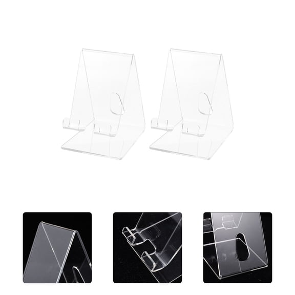 KONTONTY 2-Pack Clear Portable Smartphone Holders for Retail Displays, Mobile Phone Stands for Store Showcases