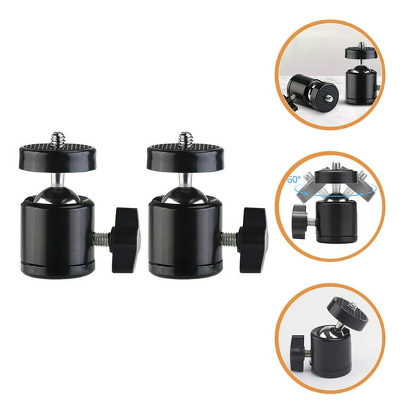 KONTONTY 2Pcs Tripod Ball Head Black Metal Wing Nut Locking Photography Mount for Smart Devices