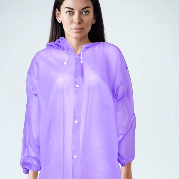 KONTONTY 2Pcs Heavy Duty Mens Raincoat Violet Waterproof Portable Design for Outdoor Activities